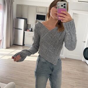 Zara Off-Shoulder Gray Sweater